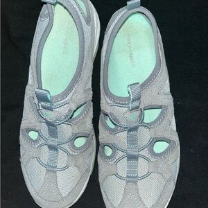 EASY SPIRIT WOMENS EARTHEN WALKING SHOES SUEDE & TEXTILE LIGHT GRAY SIZE 8.5M